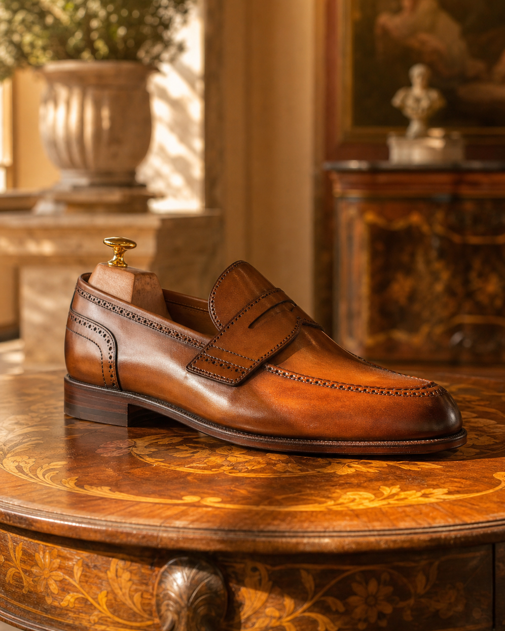 Handcrafted brown leather men's dress shoes